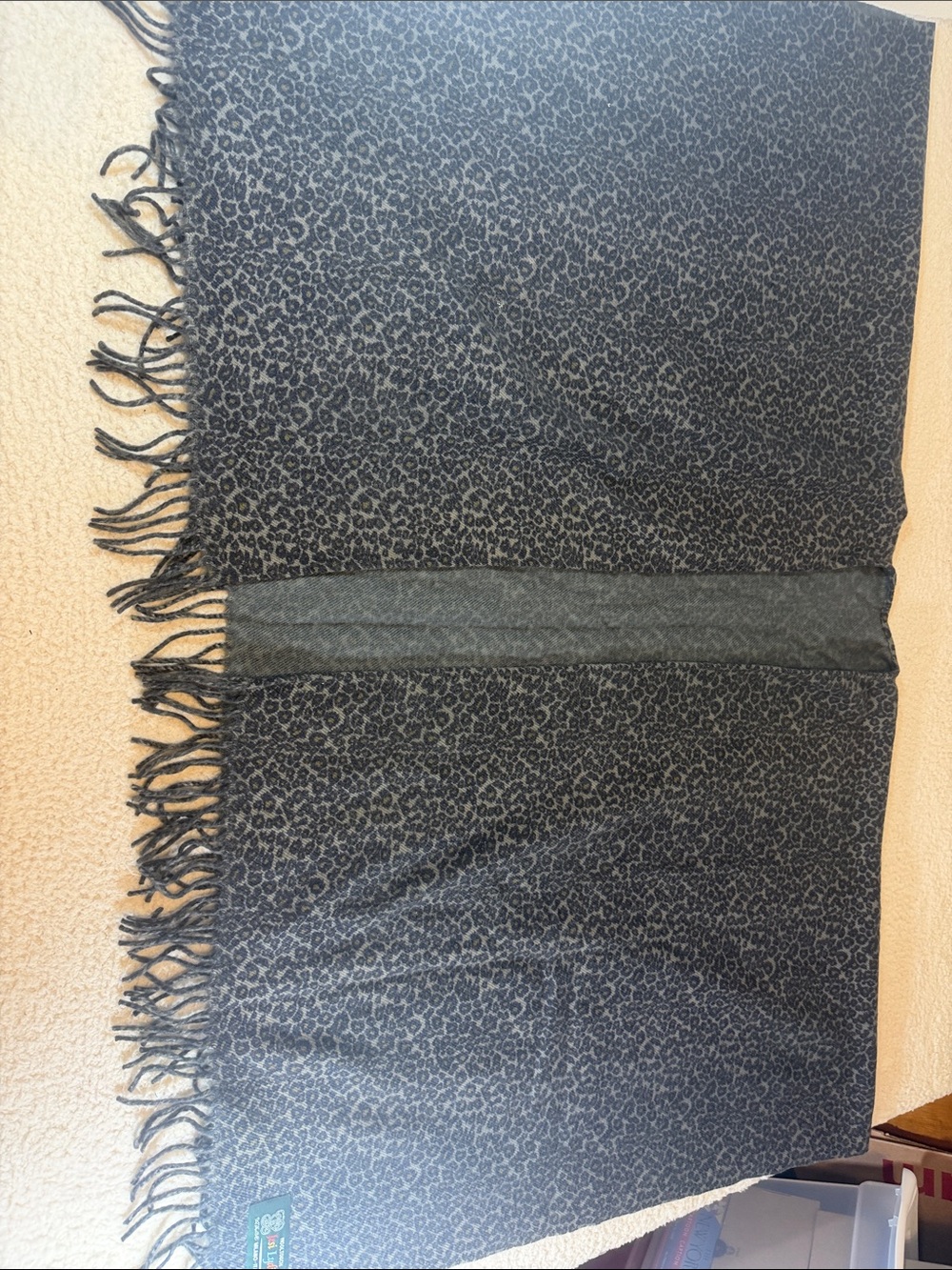 Dark Gray Leopard Print Fringe wrap 490